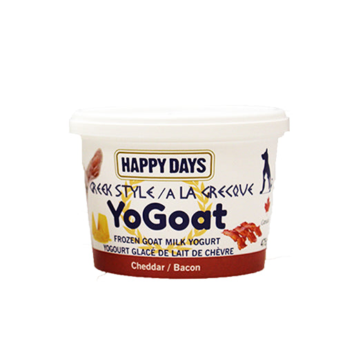 HAPPY DAYS YoGoat Cheddar/Bacon Greek Style Frozen Goat Milk Yogurt 475gm