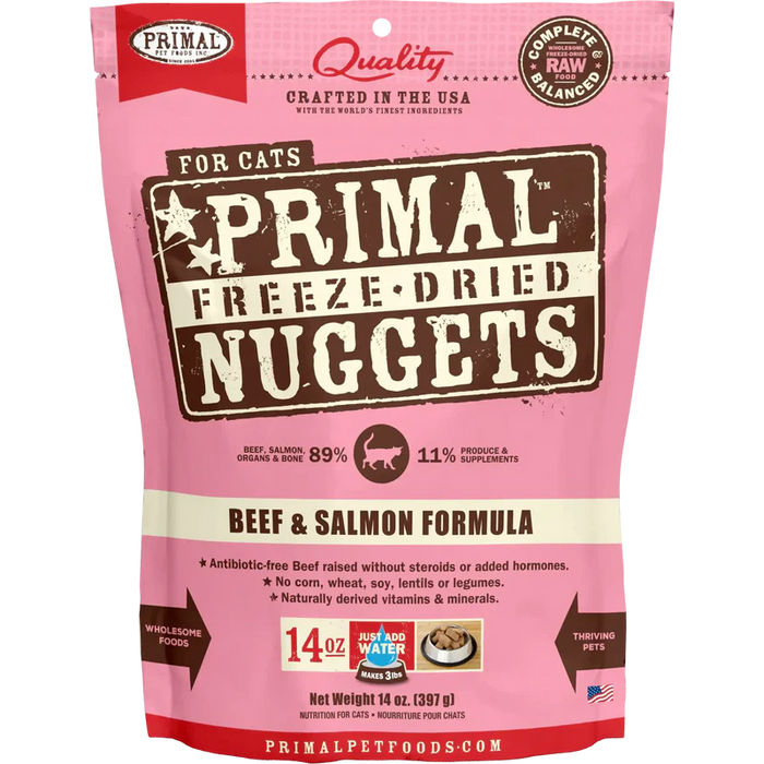 Primal Freeze Dried Beef And Salmon Nuggets For Cats