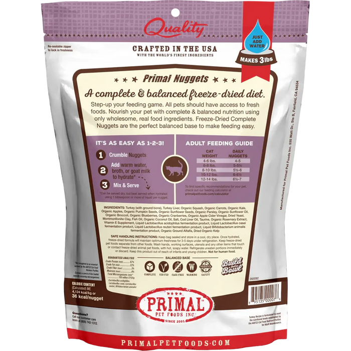 Primal Freeze Dried Turkey Nuggets For Cats