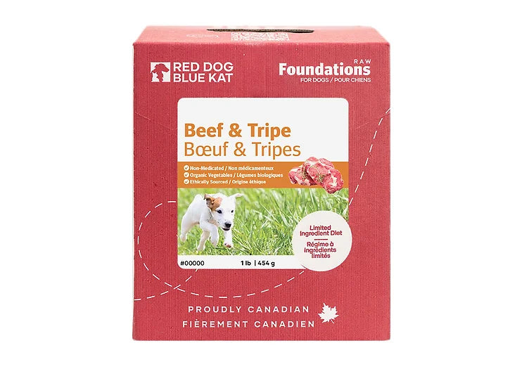Red Dog Blue Kat Foundations Raw Beef & Tripe Recipe Frozen Dog Food