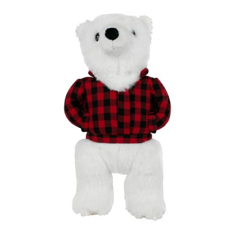 Tall Tails Plush Polar Bear with Plaid Jacket Toy Dog Toy