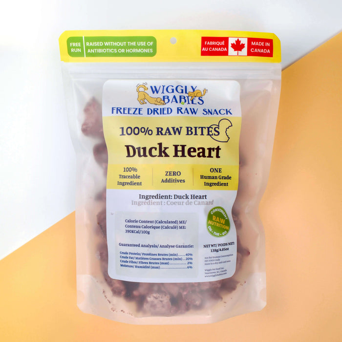 Wiggly Babies Freeze Dried Duck Heart 0.5" cut