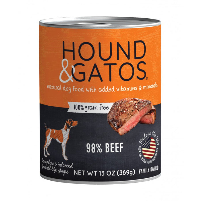 Hound & Gatos Dog Canned Food Beef Recipe 13oz