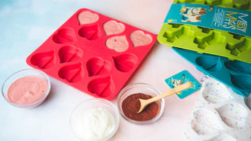 Messy Mutts Confetti Heart Shape Silicone Bake and Freeze Dog Treat Molds
