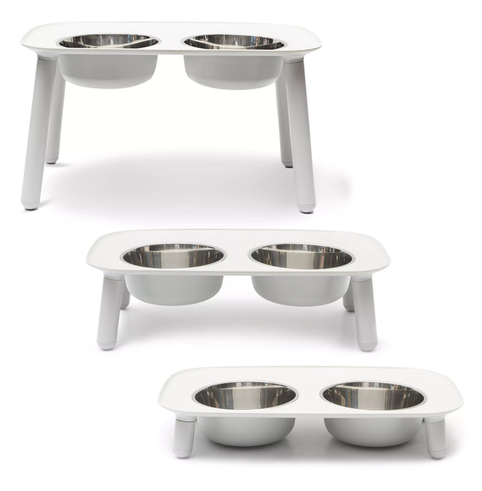 Messy Mutts Elevated Double Dog Feeder with Stainless Bowls, Adjustable Height 3" to 10"