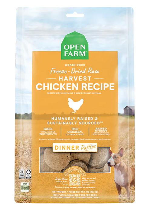 Open Farm Harvest Chicken Freeze Dried Raw Patties Dog Food