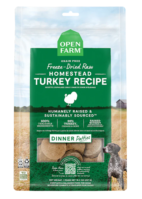 Open Farm Homestead Turkey Freeze Dried Raw Patties Dog Food