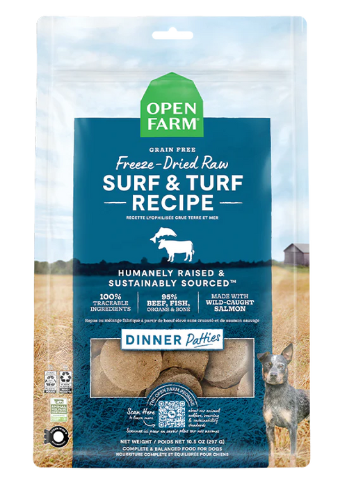 Open Farm Surf & Turf Freeze Dried Raw Patties for Dogs