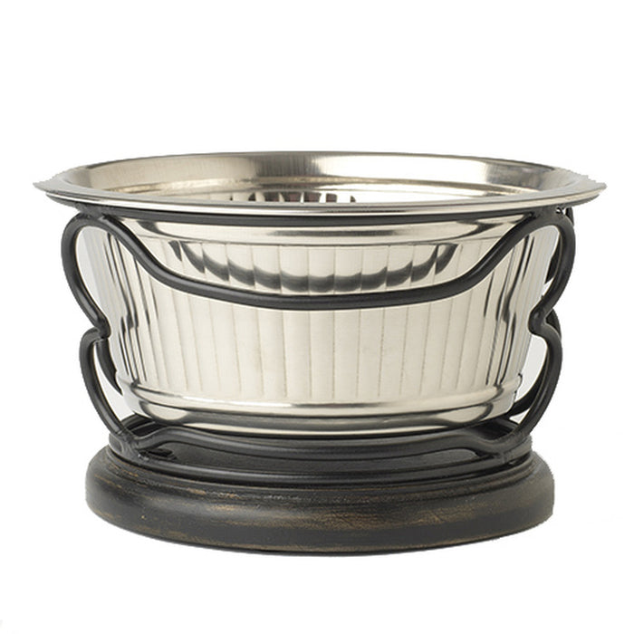 PetRageous Fluted Bowl with Wooden Stand