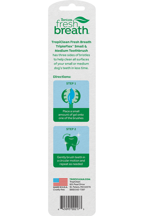 TROPICLEAN Fresh Breath Triple Flex Toothbrush For Small Dogs